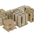 Industrial Warehouse Storage Area With Cardboard Boxes And Wooden Pallets