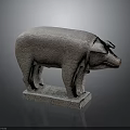 Stone Pig Statue With Square Base Standing Posture And Detailed Texture