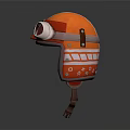 Orange And Red Striped Helmet With Round Goggles In Cartoon 3D Model Style Unique Design