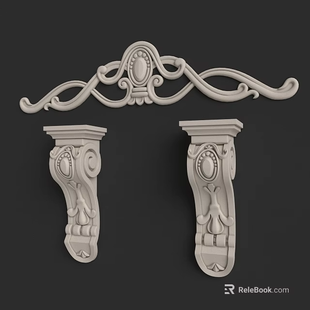 Ornate Decorative Lines With Classical Carved Brackets And Architectural Details 3d model 