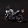 Silver Gray Touring Motorcycle With Yellow Wheels Windshield And Modern Design 3d model