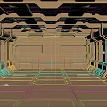 Cartoon Sci Fi Spaceship Interior With Orange Hues Seats And Control Panels