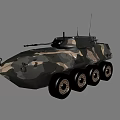 Armored Military Vehicle With Camouflage Paint Six Wheels Mounted Weapon And Antenna