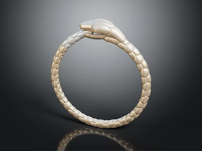 Snake Design Silver Metal Bracelet With Scaled Texture Fashion Accessory 3d model