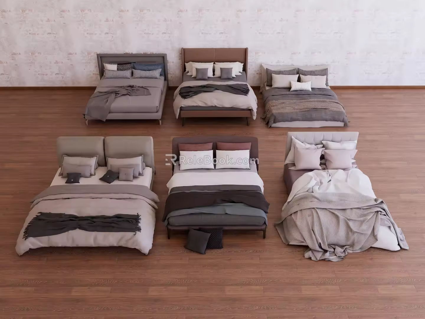 Modern double bed combination 3d model