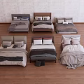 Modern double bed combination 3d model