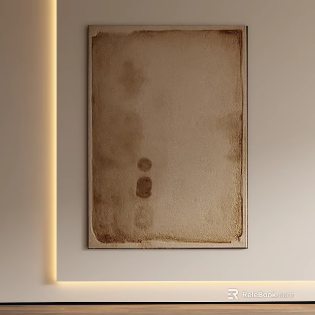 Abstract Painting With Light Dark Brown Irregular Spots And Patterns For Wall Decor 3d model