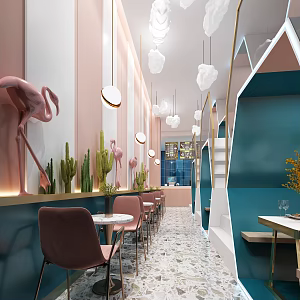 Light Luxury Milk Tea Shop 3d model