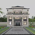 Detached Villa Two Story Exterior With Balcony Landscaped Garden And Front Yard