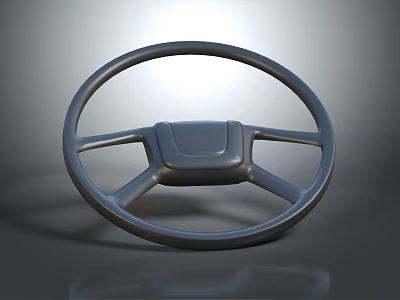 Modern Black Car Steering Wheel With Three Spokes And Central Hub 3d model