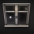 Double Casement Window with Metal Frame and Dark Glass Sleek Design