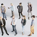 Diverse Group of People in Various Poses with Casual and Formal Wear