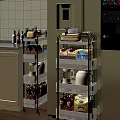 Kitchen Storage Shelf With Multiple Tiers Organizing Jars Boxes And Supplies 3d model