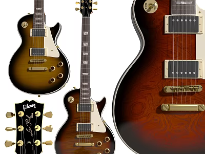 Gibson Les Paul Electric Guitar With Multiple Angles Detailed Body Neck And Hardware Views 3d model