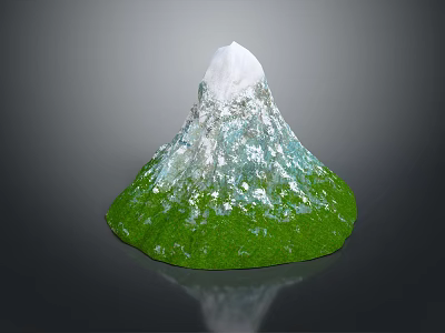 Scenic Garden Landscape With Mountain Featuring Green Grass Base And Snowy White Peak 3d model