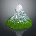 Scenic Garden Landscape With Mountain Featuring Green Grass Base And Snowy White Peak