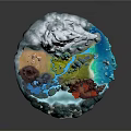 3D Landscape Model with Snowy Peaks Mountains Rivers Lakes and Diverse Terrains