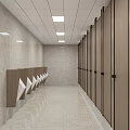 Modern Public Restroom Interior With Vanity Sinks Mirrors And Tiles 3d model
