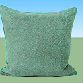 Green Herringbone Pattern Pillow With Soft Texture And Decorative Trim 3d model