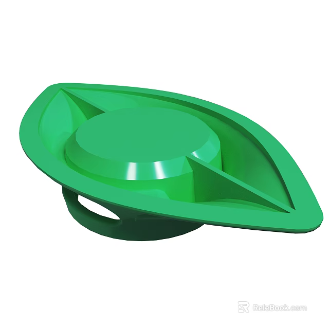Green Leaf Shaped Object With Round Top And Hole Base Design 3d model 