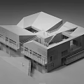 Modern Cultural Center Building With Geometric Roof And Open Space Design
