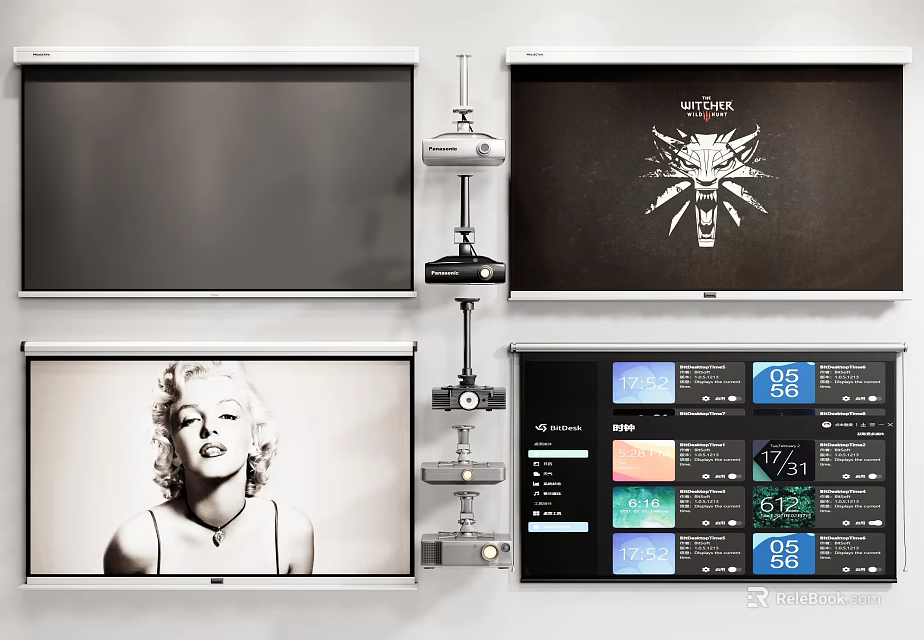 Projection Monitoring Setup With Projection Screens Projectors And Real Time Displays 3d model 