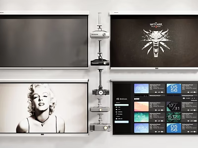 Projection Monitoring Setup With Projection Screens Projectors And Real Time Displays 3d model