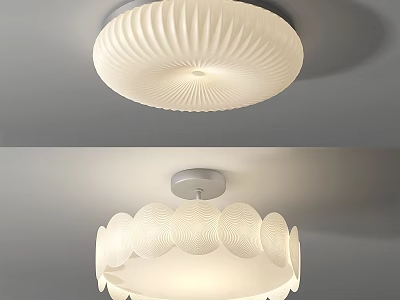 Modern White Ceiling Light With Wave Pattern And Petal Shaped Design For Home Decor 3d model