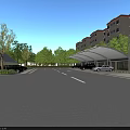 Modern Outdoor Motorcycle Parking Canopy With Covered Shelter And Green Trees Around
