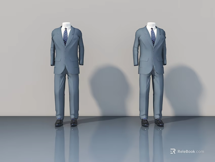 Stylish Gray Flush Doors With Smooth Surface And Reflective Floor 3d model