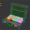 Open Green Leather Suitcase Filled With Stacked US Dollar Bills