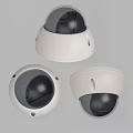 White Dome Surveillance Camera With Black Lens And Indoor Outdoor Use