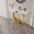 Elegant Modern Entryway Console Table With Marble Top And Golden Circular Base 3d model