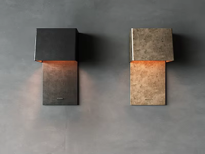 Two Black and Bronze Wall Lamps with Soft Light Mounted on Gray Wall 3d model Two Black and Bronze Wall Lamps with Soft Light Mounted on Gray Wall 3d model