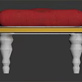 Elegant Sofa Stool With Red Padded Seat Gold Frame And White Carved Legs