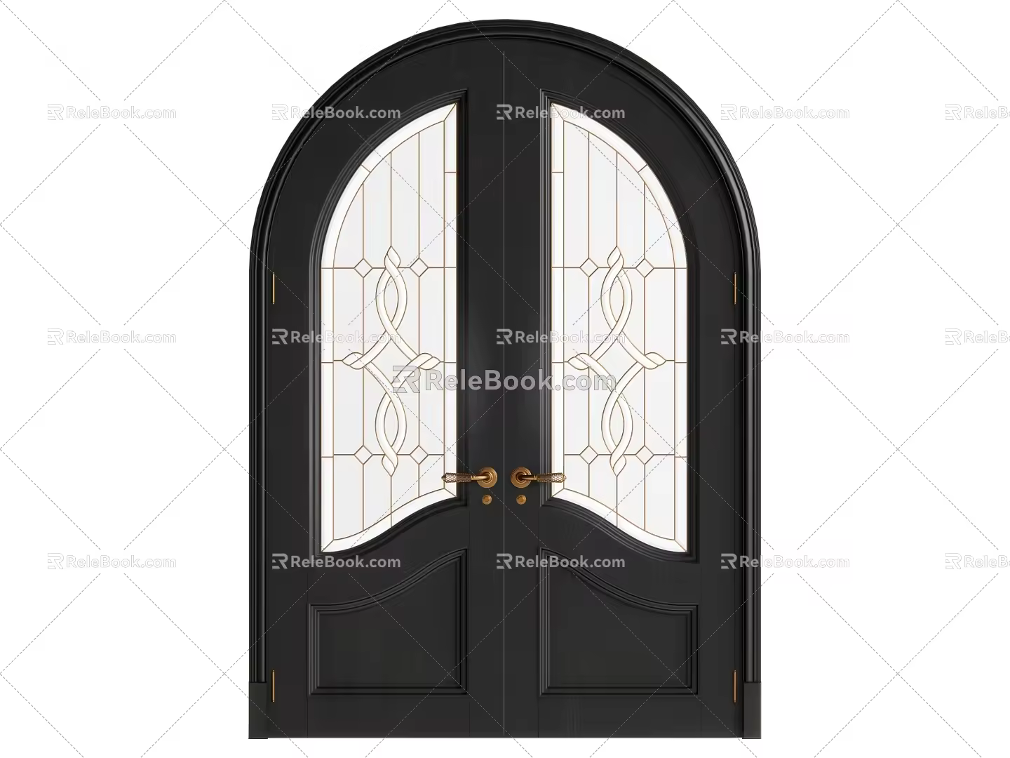 Middle style double door 3d model