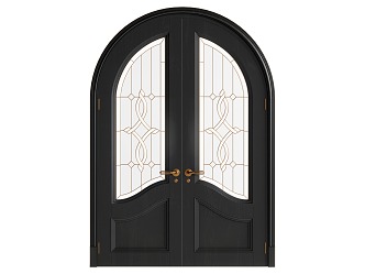 Middle style double door 3d model