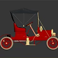Vintage Red Classic Car With Black Top Gold Accents And Red Rims