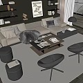 Light Sofa And Wooden Coffee Table Set With Pillows Throw Blanket In Modern Living Room
