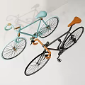 Modern Bicycles In Light Blue And Dark Gray With Light Blue And Brown Seats
