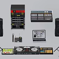 Professional Audio Equipment Setup With Speakers Mixer Laptop And DJ Controller