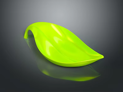 Vibrant Green Leaf Shaped Decorative Ornament with Smooth Glossy Surface for Home Interior 3d model