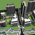 Modern High Rise Residential Complex Design With Green Spaces And Roads Layout