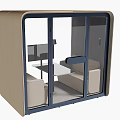 Modern Enclosed Public Chair Space With Glass Door Sofa And Table Interior