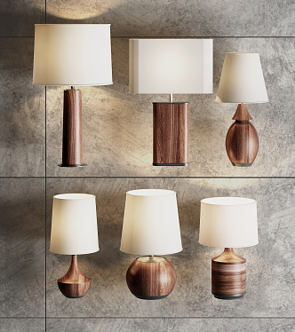 Nordic Table Lamp Log Table Lamp Combination 3d model