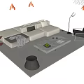 Modern Sofa and Coffee Table Set with L shaped Design Decorative Pillows and Throw Blanket