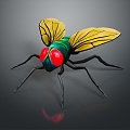 fly green head fly insect animal 3d model