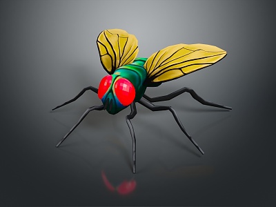 fly green head fly insect animal 3d model