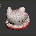 Adorable Game Movie Character Featuring White Body Pink Cheeks On Red Base With Soft Expression