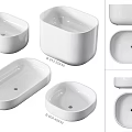 White Ceramic Washbasins In Various Shapes And Sizes With Model Labels